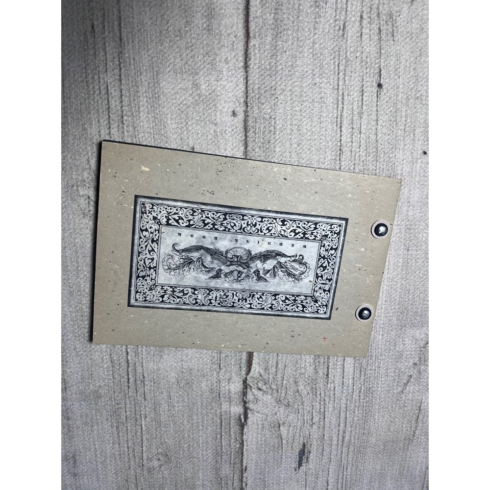 Vintage Wedding Guest Book / Album Engraved Cherubs Kraft Paper‎ Scrapbook Album